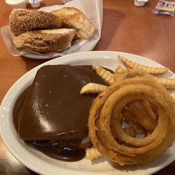 Louis Original - Hot Steak Sandwich with Fries and Onion Rings - Pizza Near Me - Knoxville, Tennessee Louis Original - Hot Steak Sandwich with Fries and Onion Rings - Pizza Near Me - Knoxville, Tennessee