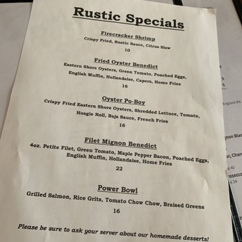 The Rustic Spoon - Specials menu - Breakfast & Brunch Near Me - Virginia Beach, Virginia The Rustic Spoon - Specials menu - Breakfast & Brunch Near Me - Virginia Beach, Virginia