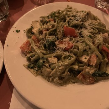 Chianti Cafe & Restaurant - Old Strathcona - Diabloe - Spinach Fettuccini Noodles, Chicken, Spicy Pesto Cream Sauce, Artichokes, Red Peppers, and Spinach. - Italian Near Me - Edmonton, Alberta