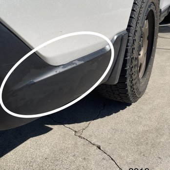 Certified Collision Center - Initial repair: Poor job on cut line attempted to rectify by painting over factory black. Not standard protocol. Paint began to peel. - Body Shops Near Me - Manteca, California