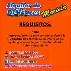 Alquiler de Disfraces "Mariela" - Requisitos