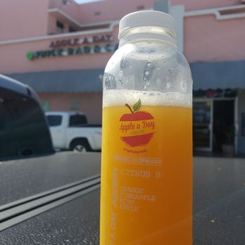 Apple A Day Cafe - Orange Pineapple Mint Apple - Cold Pressed on-site! A must try! - Juice Bars & Smoothies Near Me - Miami Beach, Florida