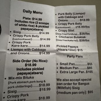 Doms Chibog - Menu as of 12/17/25 - Food Trucks Near Me - Waipahu, Hawaii