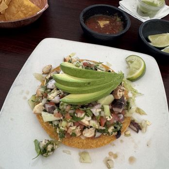 Bronzes Taqueria - Tostada Camaron Pulpo and carne asada tacos - Mexican Near Me - Pleasanton, California