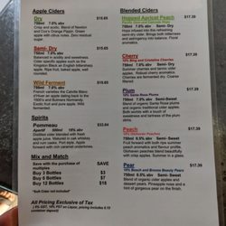 Twisted Hills Craft Cider - Cider list
