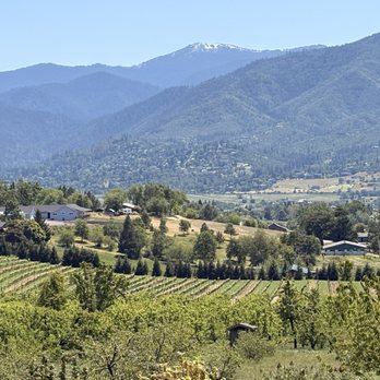 Long Walk Vineyard - Beautiful view off the patio toward Ashland - Wine Tasting Room Near Me - Ashland, Oregon Long Walk Vineyard - Beautiful view off the patio toward Ashland - Wine Tasting Room Near Me - Ashland, Oregon