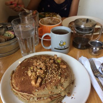 Sleepy Bee Cafe - Blue Ash - Apple Bee Cakes, sans whipped cream - Breakfast & Brunch Near Me - Blue Ash, Ohio