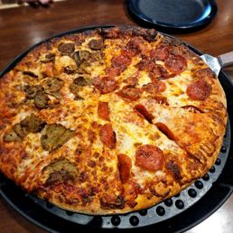 Large pizza with 1/2 pepperoni and 1/2 meatball