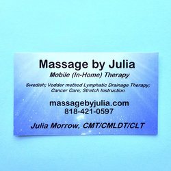 Massage By Julia - Front of business card