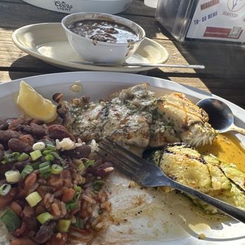 Cajun Fish Grill - Catfish filet beans and rice vegetables    ! - Cajun/Creole Near Me - McKinney, Texas