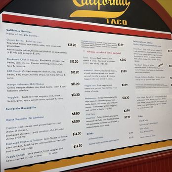 California Taco - Wall menu - Seafood Near Me - Hamlin, Pennsylvania California Taco - Wall menu - Seafood Near Me - Hamlin, Pennsylvania