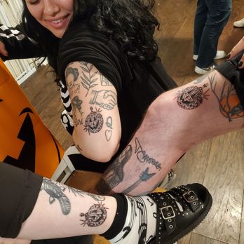 Studio 66 - Matching Disco Jack o' lanterns, courtesy of Tatty Zaddy - Tattoo Near Me - Porterville, California Studio 66 - Matching Disco Jack o' lanterns, courtesy of Tatty Zaddy - Tattoo Near Me - Porterville, California