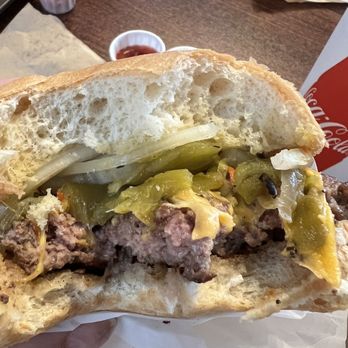 Bob's Atomic Burgers - Cheeseburger with onions and green chilis - Burgers Near Me - Golden, Colorado Bob's Atomic Burgers - Cheeseburger with onions and green chilis - Burgers Near Me - Golden, Colorado