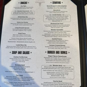 Matador Charleston - Main menu - Mexican Near Me - Charleston, South Carolina