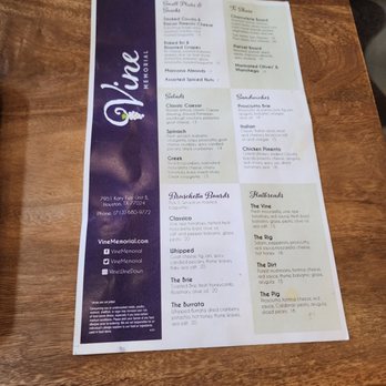 Vine Memorial - Food - small plates & snacks; to share; salads; sandwiches; Brushetta Breads; and Flatbreads - Wine Bars Near Me - Houston, Texas Vine Memorial - Food - small plates & snacks; to share; salads; sandwiches; Brushetta Breads; and Flatbreads - Wine Bars Near Me - Houston, Texas