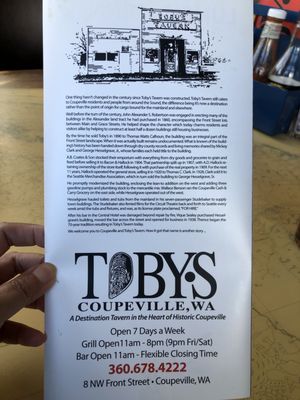 Menu photo 2 Toby's Tavern Coupeville, WA Menu photo 2 Toby's Tavern Coupeville, WA
