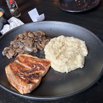 Warehouse Kitchen + Sports Bar - NORTH ATLANTIC SALMON with Mashed Potatoes and Mushrooms - Sports Bars Near Me - Boston, Massachusetts Warehouse Kitchen + Sports Bar - NORTH ATLANTIC SALMON with Mashed Potatoes and Mushrooms - Sports Bars Near Me - Boston, Massachusetts