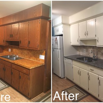 Thrifty Gypsy - We salvaged the structure of this kitchen by restoring and refinishing the cabinetry, updating the countertops and installing a backsplash. - Painters Near Me - Birdsboro, Pennsylvania Thrifty Gypsy - We salvaged the structure of this kitchen by restoring and refinishing the cabinetry, updating the countertops and installing a backsplash. - Painters Near Me - Birdsboro, Pennsylvania