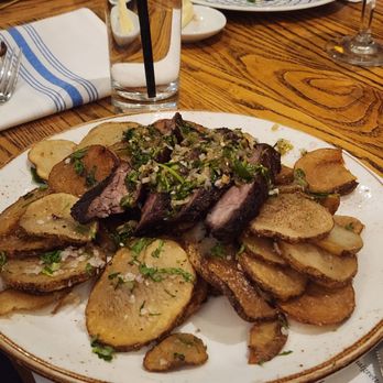 La Cuchara - Wood grill flank steak with pommes lyonnaisse - Basque Near Me - Baltimore, Maryland La Cuchara - Wood grill flank steak with pommes lyonnaisse - Basque Near Me - Baltimore, Maryland