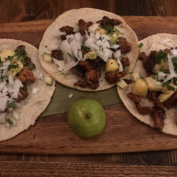 Cielito Lindo - Pork tacos with grilled pineapple, cucumbers, and onions. So fresh! - New Mexican Cuisine Near Me - Medford, New Jersey