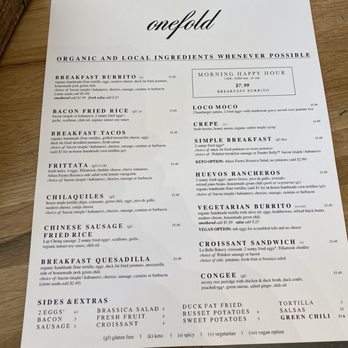 Onefold - Menu - Breakfast & Brunch Near Me - Denver, Colorado Onefold - Menu - Breakfast & Brunch Near Me - Denver, Colorado