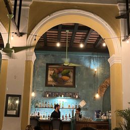 Arch and backsplash of interior.