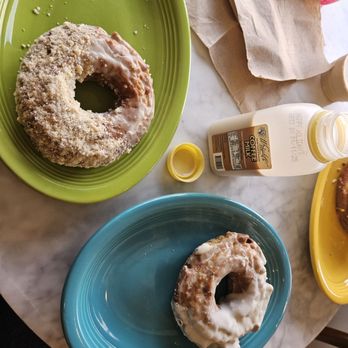 Knead Doughnuts - Left: egg nog Right: chocolate chip - Donuts Near Me - Providence, Rhode Island