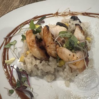 Carboni’s Ristorante - Charred pancetta wrapped shrimp on mushroom and corn risotto. - Italian Near Me - Winters, California Carboni’s Ristorante - Charred pancetta wrapped shrimp on mushroom and corn risotto. - Italian Near Me - Winters, California