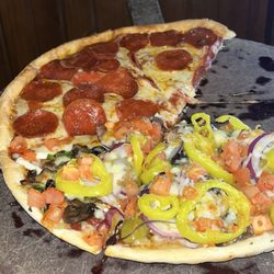 Hometown Pizza - Medium half pep, half veggie, extra cheese
