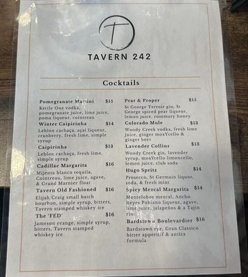 Menu photo 1 Tavern 242 Morrison, CO Menu photo 1 Tavern 242 Morrison, CO