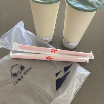 Feng Cha Tea House - Four season spring milk tea - no ice, lite sugar (25%) with boba and Osmanthus oolong milk tea - no ice, no sugar with boba. - Bubble Tea Near Me - Dublin, California Feng Cha Tea House - Four season spring milk tea - no ice, lite sugar (25%) with boba and Osmanthus oolong milk tea - no ice, no sugar with boba. - Bubble Tea Near Me - Dublin, California