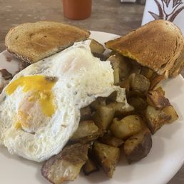 Hash and eggs .