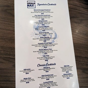 Urban Hai - Drink menu. Page 1 of 2. Cocktails. - Chinese Near Me - Atlanta, Georgia