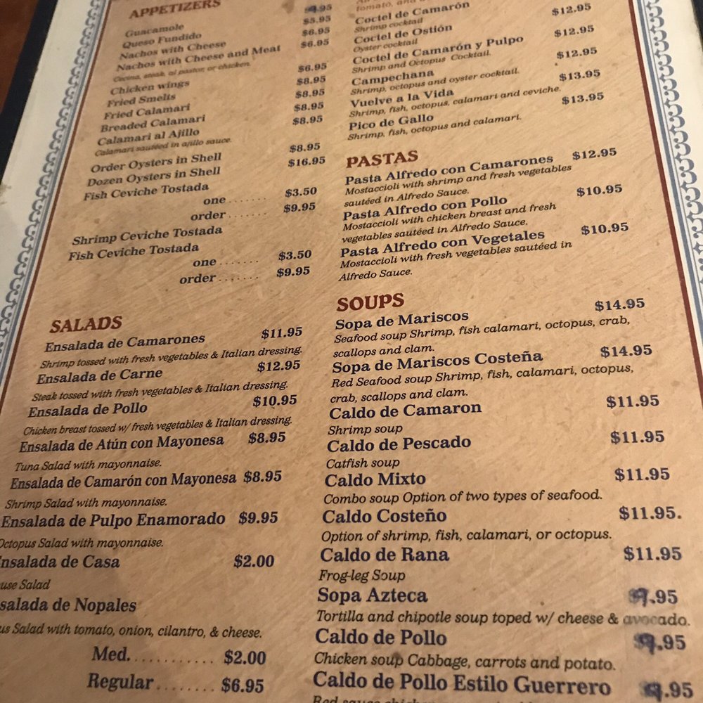La Cecina - a menu for a mexican restaurant - Mexican Near Me - Dyer, Indiana