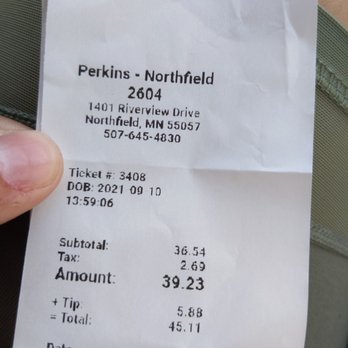 Perkins Restaurant & Bakery - a receipt for the restaurant - Bakeries Near Me - Northfield, Minnesota Perkins Restaurant & Bakery - a receipt for the restaurant - Bakeries Near Me - Northfield, Minnesota