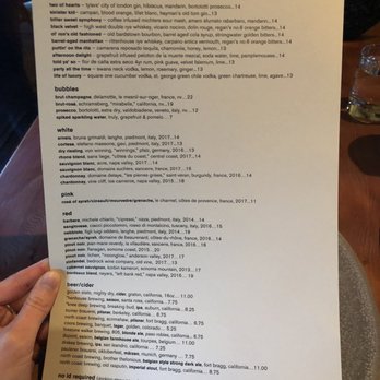 Restaurant Picco - Drink menu 3/19 - Italian Near Me - Larkspur, California