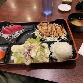 Yuki Sushi Bar - Chicken teriyaki and sashimi bento lunch - Sushi Bars Near Me - Cameron Park, California Yuki Sushi Bar - Chicken teriyaki and sashimi bento lunch - Sushi Bars Near Me - Cameron Park, California