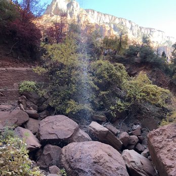 Emerald Pools - Small trickle of water at the Lower Pools - Hiking Near Me - Zion National Park, Utah Emerald Pools - Small trickle of water at the Lower Pools - Hiking Near Me - Zion National Park, Utah
