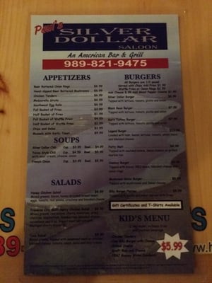 Menu photo 6 Silver Dollar Bar Roscommon, MI