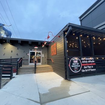 Bad Axe Throwing - Nashville - Entrance with blue ox on the roof! - Venues & Event Spaces Near Me - Nashville, Tennessee Bad Axe Throwing - Nashville - Entrance with blue ox on the roof! - Venues & Event Spaces Near Me - Nashville, Tennessee