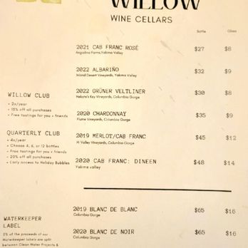 Willow Wine Cellars - Wineries Near Me - Underwood, Washington