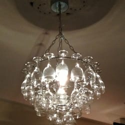 Wassail Wine Bar - The infamous wine glass chandeliers