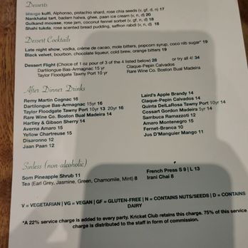 Kricket Club - Dessert menu - Indian Near Me - Seattle, Washington