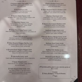 Mantra India - Menu Page 3 (as of 12/2025) - Indian Near Me - Mountain View, California