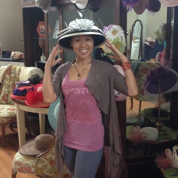 Laura's Tea Room - Our very own Sharon modeling the hat she chose. - Tea Rooms Near Me - Ridgeway, South Carolina