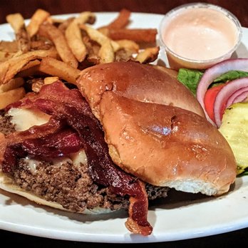 Academy Tavern - Academy Burger - CAB patty, bacon, Academy sauce, Swiss cheese, Lettuce, tomato, onion w/ side - Bars Near Me - Cleveland, Ohio Academy Tavern - Academy Burger - CAB patty, bacon, Academy sauce, Swiss cheese, Lettuce, tomato, onion w/ side - Bars Near Me - Cleveland, Ohio