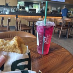 Starbucks - Grilled cheese and a mango dragon fruit refresher.
