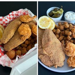 Catfish and shrimp plate Catfish and shrimp plate