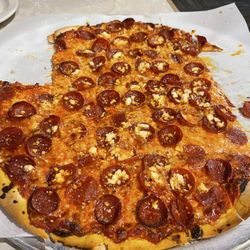 Cranky Pat's Pizza Parlor - Large pepperoni with feta and garlic.