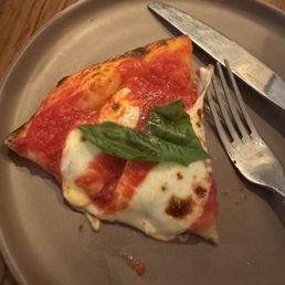 Slice of the margherita pizza